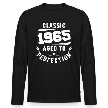1965 Classic 1965 Vintage 1965 Geburtstagsgeschenk - Männer Premium Bio Langarmshirt - Schwarz - Vorne - Nico (187cm)