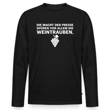 Die Macht der Presse spüren vor allem Weintrauben - Männer Premium Bio Langarmshirt - Schwarz - Vorne - Nico (187cm)
