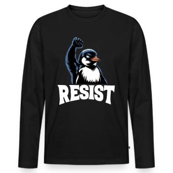 Penguin Protests Resistance Taxes - Men's Premium Organic Long Sleeve Shirt - black - Front - Nico (187cm)