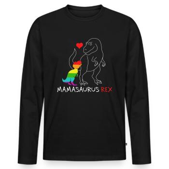 Mamasaurus Rex | Mutter | Neue Mama Regenbogen queer - Männer Premium Bio Langarmshirt - Schwarz - Vorne - Nico (187cm)