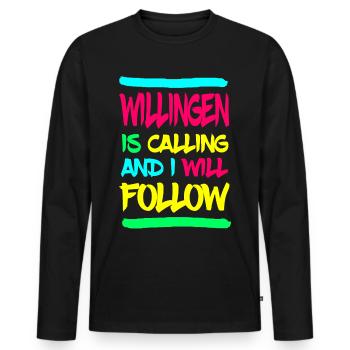 Willingen après-ski - T-shirt manches longues Premium bio Homme - noir - Devant - Nico (187cm)