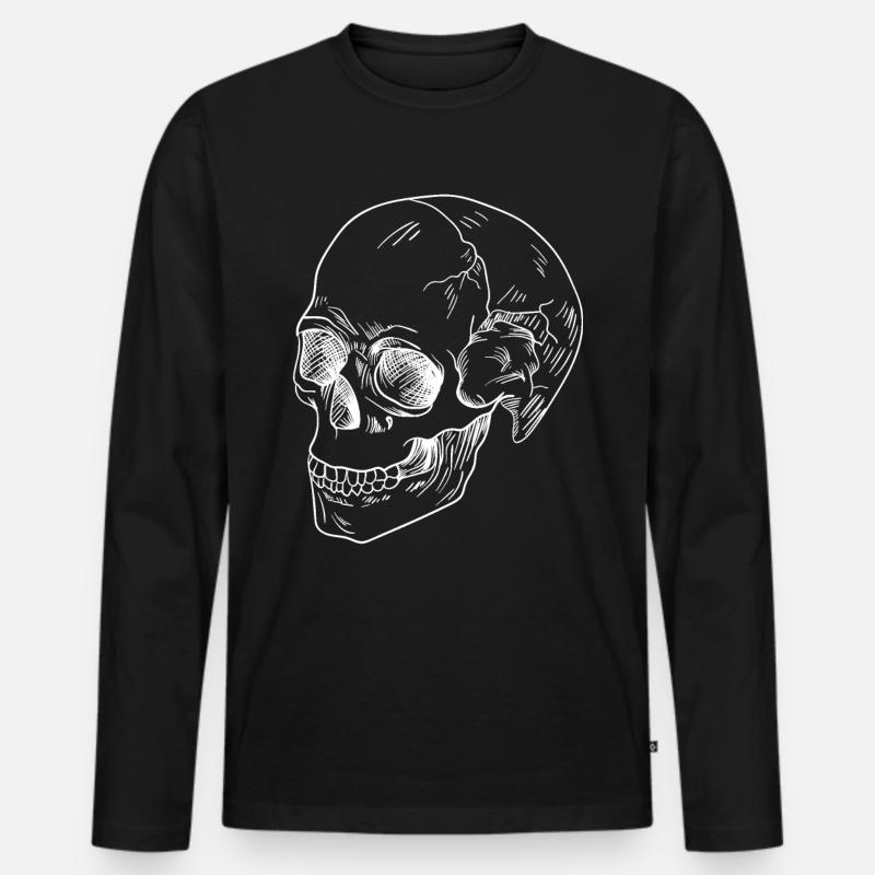 Totenkopf Skull - Männer Premium Bio Langarmshirt - Schwarz