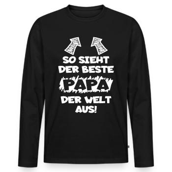 Papa Vater Bester Papa Geschenk - Männer Premium Bio Langarmshirt - Schwarz - Vorne - Nico (187cm)