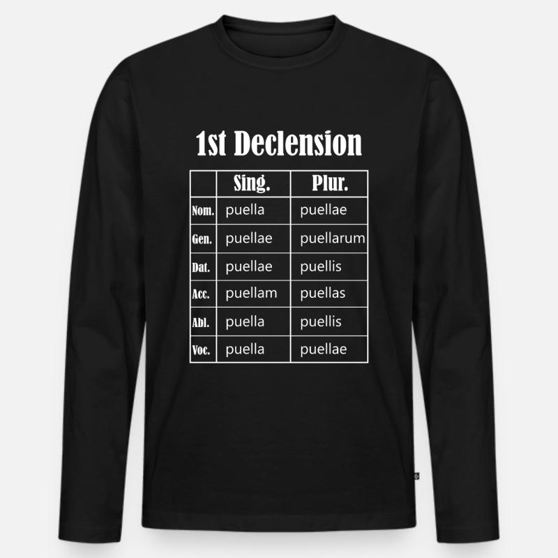Latein Deklination Tabelle Student Lateintabelle - Männer Premium Bio Langarmshirt - Schwarz