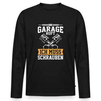 Le garage appelle je dois visser - T-shirt manches longues Premium bio Homme - noir - Devant - Nico (187cm)