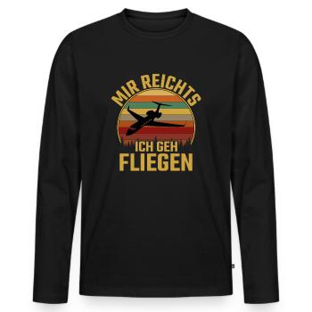 Mir Reichts Ich Fliegen - Männer Premium Bio Langarmshirt - Schwarz - Vorne - Nico (187cm)