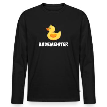 Bademeister - Männer Premium Bio Langarmshirt - Schwarz - Vorne - Nico (187cm)