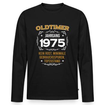 Oldtimer Jahrgang 1975 Vintage Design - Männer Premium Bio Langarmshirt - Schwarz - Vorne - Nico (187cm)