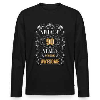 Vintage, 90 years of awesome, 90th birthday - Men's Premium Organic Long Sleeve Shirt - black - Front - Nico (187cm)