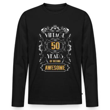 Vintage, 50 ans de génial, 50e anniversaire - T-shirt manches longues Premium bio Homme - noir - Devant - Nico (187cm)