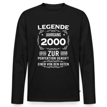 Legende, Jahrgang 2000, zur Perfektion gereift - Männer Premium Bio Langarmshirt - Schwarz - Vorne - Nico (187cm)