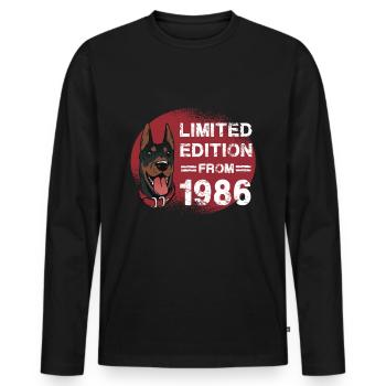 Né en 1986, édition limitée pour chien Bday - T-shirt manches longues Premium bio Homme - noir - Devant - Nico (187cm)