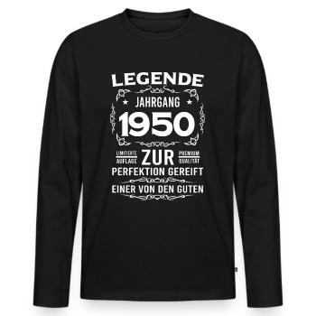 71. Geburtstag geschenk - Männer Premium Bio Langarmshirt - Schwarz - Vorne - Nico (187cm)
