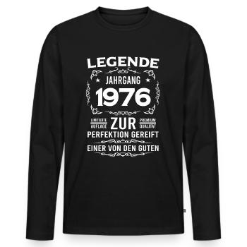 Legende, Jahrgang 1976, zur Perfektion gereift - Männer Premium Bio Langarmshirt - Schwarz - Vorne - Nico (187cm)