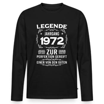 Legende, Jahrgang 1972, zur Perfektion gereift - Männer Premium Bio Langarmshirt - Schwarz - Vorne - Nico (187cm)