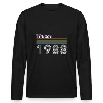 vintage 1988 - Männer Premium Bio Langarmshirt - Schwarz - Vorne - Nico (187cm)