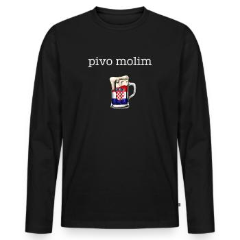 pivo molim, Croatian beer please, Croatia - Men's Premium Organic Long Sleeve Shirt - black - Front - Nico (187cm)