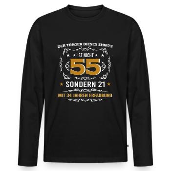 Lustige Geschenkidee für Großeltern zum 55.Bday - Männer Premium Bio Langarmshirt - Schwarz - Vorne - Nico (187cm)
