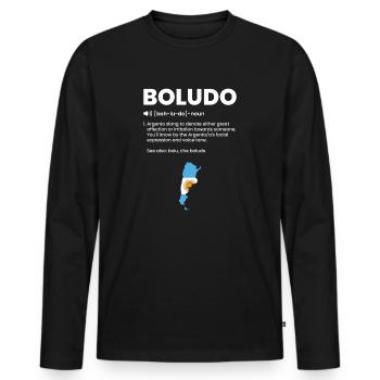Boludo definition, argentinian argentina - T-shirt manches longues Premium bio Homme - noir - Devant - Nico (187cm)