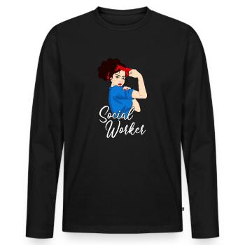 Social Worker Girl, social worker - Männer Premium Bio Langarmshirt - Schwarz - Vorne - Nico (187cm)