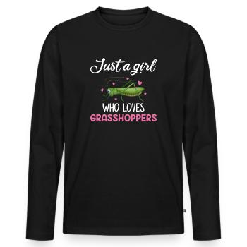 Just a girl Who loves GrassHopper insect grasshopp - Men's Premium Organic Long Sleeve Shirt - black - Front - Nico (187cm)