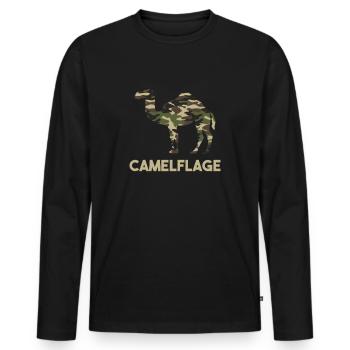 Camelflage, Funny Camel pun - Männer Premium Bio Langarmshirt - Schwarz - Vorne - Nico (187cm)