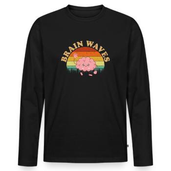 brain waves, neurology brain neuroscience - Männer Premium Bio Langarmshirt - Schwarz - Vorne - Nico (187cm)