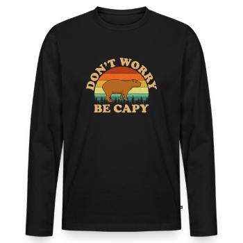 don't worry be capy, capybara - Men's Premium Organic Long Sleeve Shirt - black - Front - Nico (187cm)