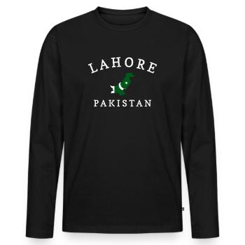 Lahore skyline, pakistan - T-shirt manches longues Premium bio Homme - noir - Devant - Nico (187cm)