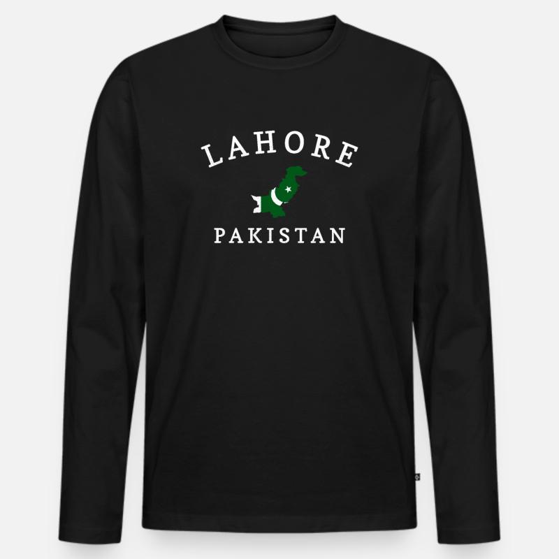 Lahore skyline, pakistan - Männer Premium Bio Langarmshirt - Schwarz