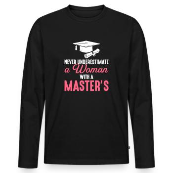 never underestimate a woman with a master, graduating - Men's Premium Organic Long Sleeve Shirt - black - Front - Nico (187cm)
