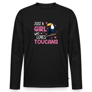 Just a girl who loves toucan, toucan - Männer Premium Bio Langarmshirt - Schwarz - Vorne - Nico (187cm)