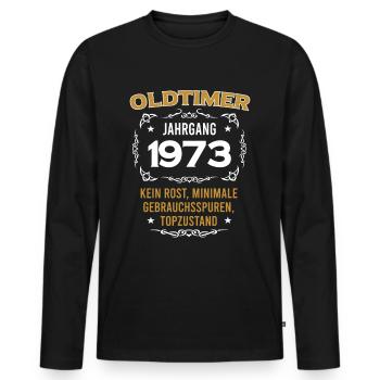 1973 Geboren Oldtimer Jung Geblieben Geburtstag - Männer Premium Bio Langarmshirt - Schwarz - Vorne - Nico (187cm)