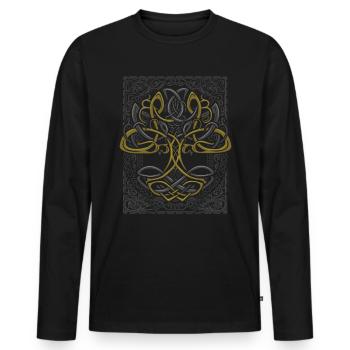 Viking Age - Yggdrasil Sacred Tree - Männer Premium Bio Langarmshirt - Schwarz - Vorne - Nico (187cm)