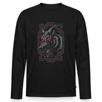 Viking Age - Fenrir Wolf Fenriswolf - Männer Premium Bio Langarmshirt - Schwarz - Vorne - Nico (187cm)