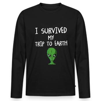 Alien Tshirt UFO Alien Children Mars Gentlemen - Men's Premium Organic Long Sleeve Shirt - black - Front - Nico (187cm)