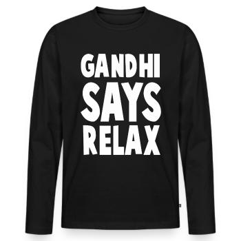 GANDHI SAYS RELAX - T-shirt manches longues Premium bio Homme - noir - Devant - Nico (187cm)