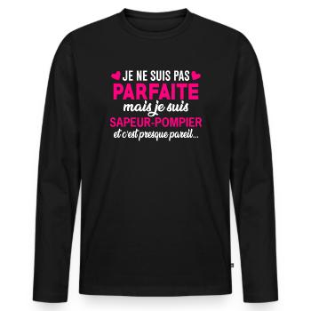 Ich bin Feuerwehrmann und es ist fast dasselbe. - Männer Premium Bio Langarmshirt - Schwarz - Vorne - Nico (187cm)