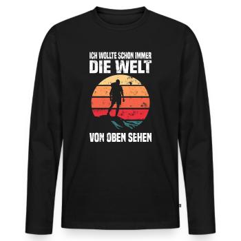 Bergsteiger Wanderer Bergsteigen - Männer Premium Bio Langarmshirt - Schwarz - Vorne - Nico (187cm)