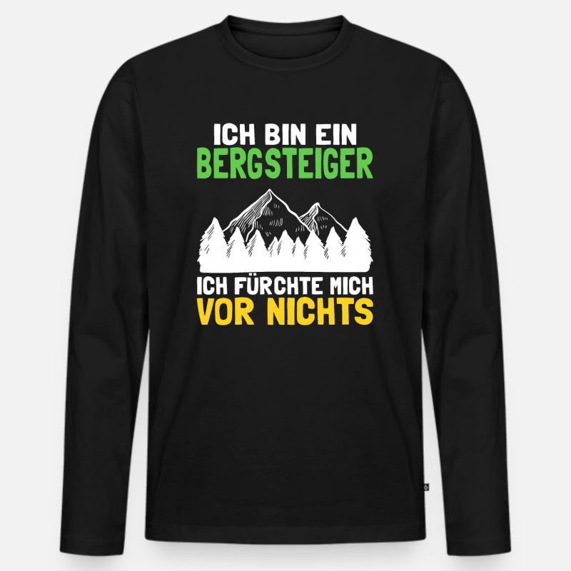 Ich Bin Ein Bergsteiger - Männer Premium Bio Langarmshirt - Schwarz