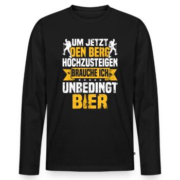 Bergsteiger Wanderer Bergsteigen Bierliebhaber - Männer Premium Bio Langarmshirt - Schwarz - Vorne - Nico (187cm)