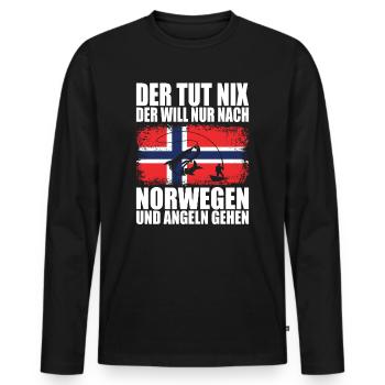 Norwegen Angelurlaub Angeltour Norwegenurlaub - Männer Premium Bio Langarmshirt - Schwarz - Vorne - Nico (187cm)