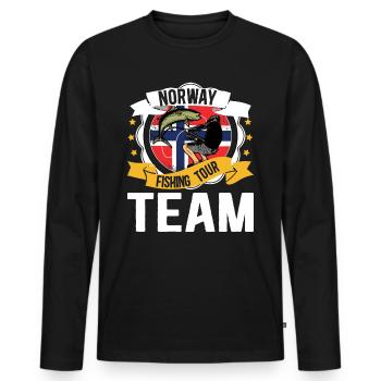 Norwegen Angelurlaub Angeltour Norwegenurlaub - Männer Premium Bio Langarmshirt - Schwarz - Vorne - Nico (187cm)