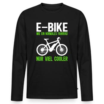 E-Bike Wie Ein Normales Fahhrad Aber Viel Cooler - Männer Premium Bio Langarmshirt - Schwarz - Vorne - Nico (187cm)