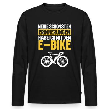 E-Bike Elektrofahrrad E-Biker - Männer Premium Bio Langarmshirt - Schwarz - Vorne - Nico (187cm)