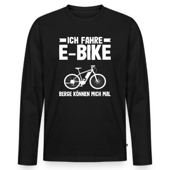 E-Bike Elektrofahrrad E-Biker - Männer Premium Bio Langarmshirt - Schwarz - Vorne - Nico (187cm)