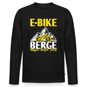 E-Bike Elektrofahrrad E-Biker - Männer Premium Bio Langarmshirt - Schwarz - Vorne - Nico (187cm)