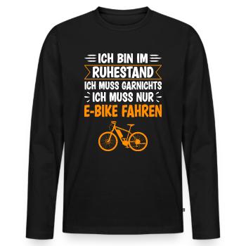 E-Bike Rentner Ruhestand - Männer Premium Bio Langarmshirt - Schwarz - Vorne - Nico (187cm)