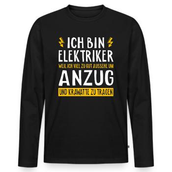 Elektriker Elektroniker Elektroingenieur - Männer Premium Bio Langarmshirt - Schwarz - Vorne - Nico (187cm)