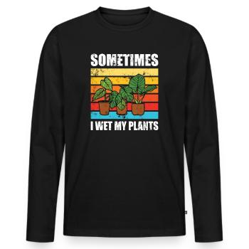 Sometimes I Wet My Plants - Männer Premium Bio Langarmshirt - Schwarz - Vorne - Nico (187cm)